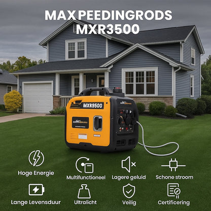 Superstille Inverter Stroomgenerator 3300 W - Benzine, 4-Takt - Met USB en 230V Stopcontacten - Noodstroomaggregaat voor Camping, Reizen en Oorlogsnood