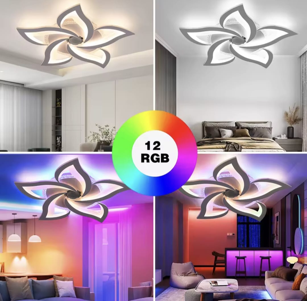 5 Lotus RGB - Met Ingebouwde Speaker - Dimbaar Met Afstandsbediening en APP - 12 Kleuren - Plafoniere - Smart lamp - Moderne LED Lamp