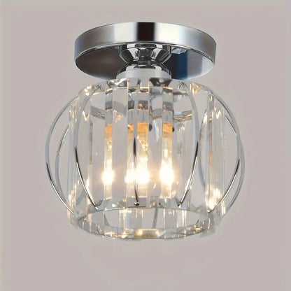 Moderne Kristallen Plafondlamp - LED Rond Kristallen - Kroonluchter - Chroom - Gangpad of Hal Lamp - Crystal Led Lamp - Plafoniere