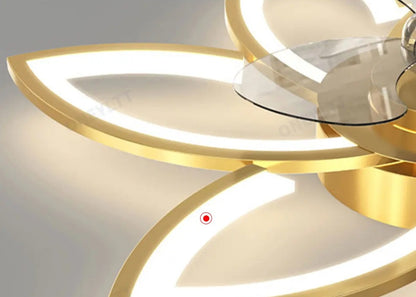 LuxiLamps - 6 Sterren Plafondlamp Met Ventilator - Goud - Met Afstandsbediening - Smart lamp - Dimbaar Met App - 6 Standen Ventilator - Woonkamerlamp - Moderne lamp - Plafoniere