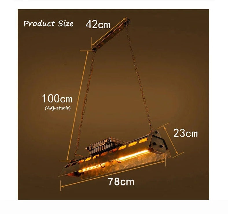 Industrieel Metalen Hanglamp - Antieke Houten Kroonluchter - Vintage - Amerikaanse Stijl - Verstelbaar - 78 cm - Moderne Hanglamp