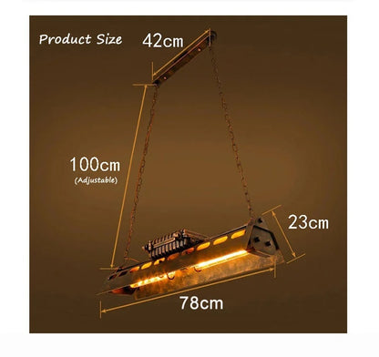 Industrieel Metalen Hanglamp - Antieke Houten Kroonluchter - Vintage - Amerikaanse Stijl - Verstelbaar - 78 cm - Moderne Hanglamp