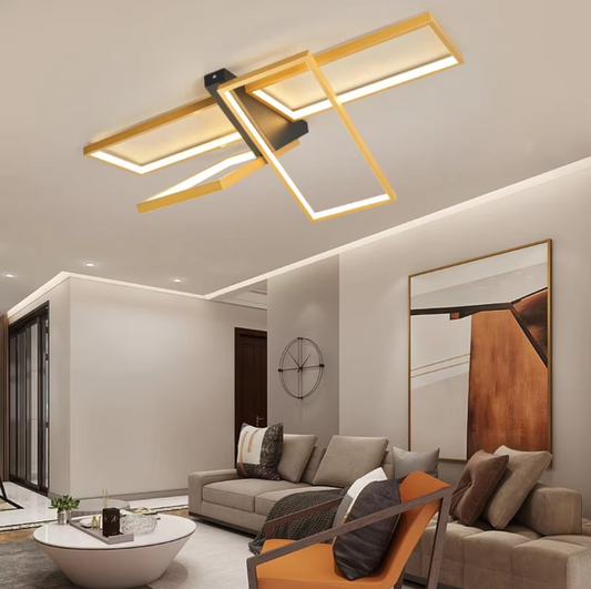 LuxiLamps - Unieke LED Plafondlamp - Goud/Zwart - 85 cm - Woonkamer Lamp - Moderne lamp - Plafoniere