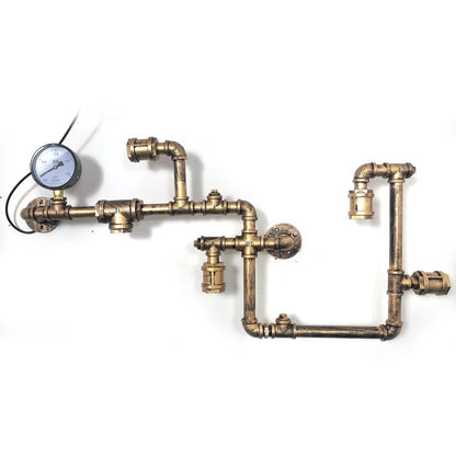 LuxiLamps - Water Pipe Wall Lamp - Industrial Vintage Wall Lighting - 5 Lamps - Sweep Gold - 95 cm - Modern Wall Lamp