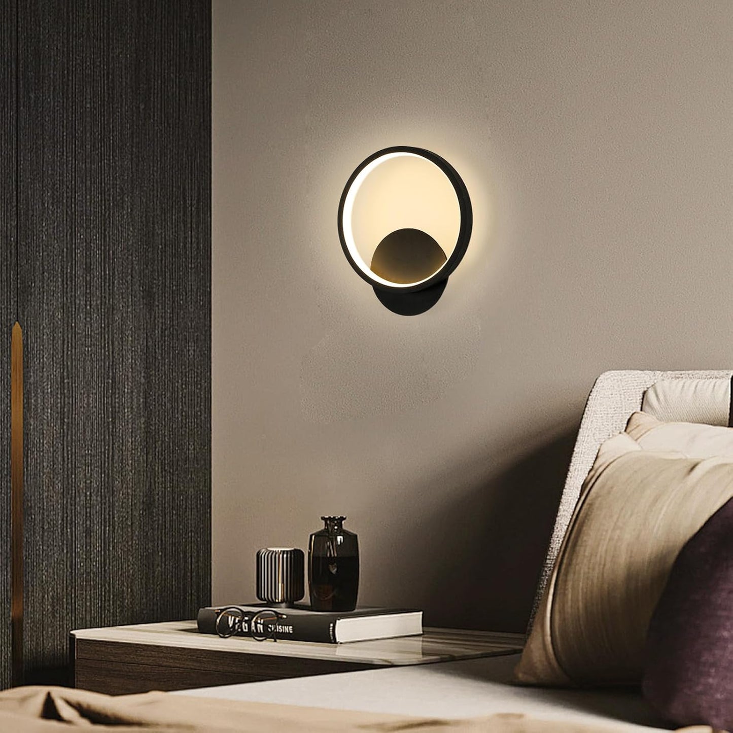 LuxiLamps - Ring LED Wandlamp - Moderne Wandverlichting - 20 cm - Zwart - Muur Lamp - Muur Decoratie