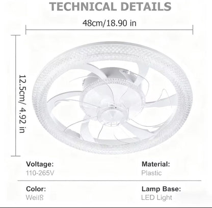 RGB Plafondventilator - Met Speaker - Dimbaar Met Afstandsbediening - 12 Kleuren - 60W - RGB Muziek Ventilator - Woonkamerlamp - Kroonluchter Ventilator