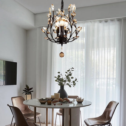LuxiLamps - Kristallen Sterrenhemel Hanglamp - Kroonluchter - Woonkamer - Zwart - Moderne lamp - 33 cm - Elegante Bloesem Hanglamp