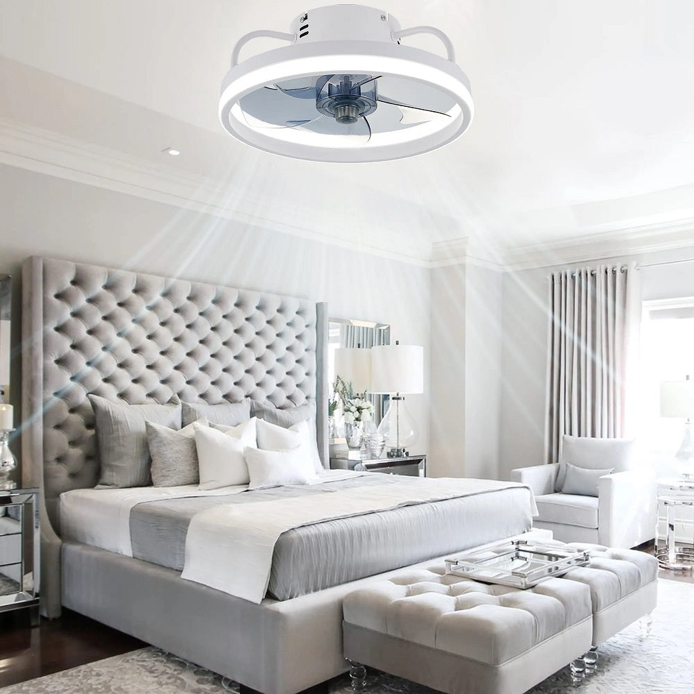 Fan Lamp - Ceiling Fan - White - Smart Lamp - With Dimmer - 3 Modes Fan - Kitchen Lamp - Living Room Lamp - Modern Lamp