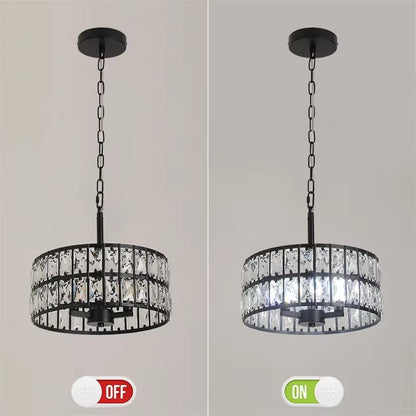 Crystal Hanglamp - Moderne Hanglamp - LED Kristallen Kroonluchter - Zwart - 30 cm - Retro Luxe Hanglamp