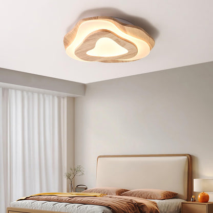 LuxiLamps - Houten Plafondlamp - LED Wolken Model - 40 cm - Dimbaar Met Afstandsbediening - 2800lm - Moderne Woonkamer Lamp - 35W