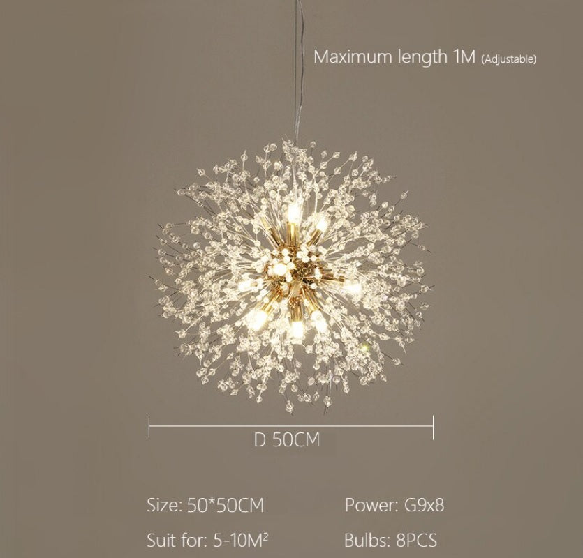 Luxury Crystal Pendant Lamp - Dandelion Chandelier - Crystal Led Lamp - Gold - 50 cm - Modern Lamp - Pendant Lamp - Ceiling Lamp