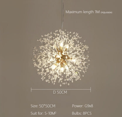 Luxury Crystal Pendant Lamp - Dandelion Chandelier - Crystal Led Lamp - Gold - 50 cm - Modern Lamp - Pendant Lamp - Ceiling Lamp
