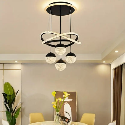 LuxiLamps - 4 Balls Hanging Lamp - Chandelier Living Room - Black - Modern Lamp - 40 cm - Hanging Lamp