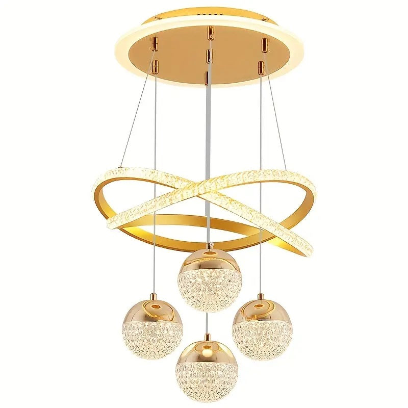 LuxiLamps - 4 Balls Hanging Lamp - Chandelier Living Room - Gold - Modern Lamp - 40 cm - Hanging Lamp