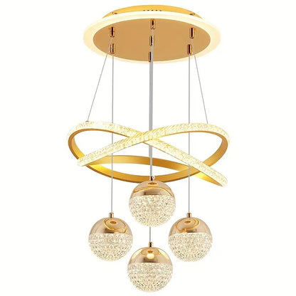 LuxiLamps - 4 Balls Hanging Lamp - Chandelier Living Room - Gold - Modern Lamp - 40 cm - Hanging Lamp
