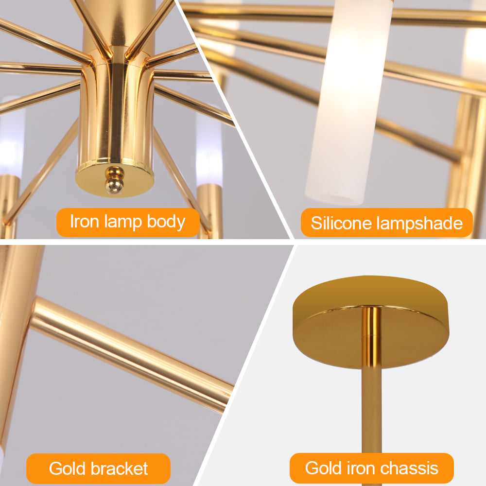 LuxiLamps - 20 Head Chandelier - Modern Gold LED Chandelier - 66 cm - Modern Lamp - Pendant Chandelier - Ceiling Lamp