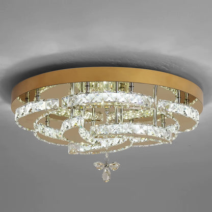 LuxiLamps - Bloemen Plafondlamp - Crystal - Dimbaar Met Afstandsbediening - Goud - LED Plafondlamp - Woonkamerlamp - Moderne lamp - Kroonluchter