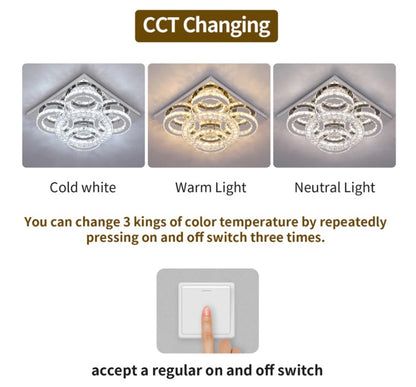 5 Ring Crystal Plafondlamp - Moderne Lamp - Led Lamp 40 cm - Plafondlamp - Plafonniere - Kroonluchter