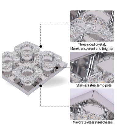 4 Head Crystal Plafondlamp - Moderne Lamp - Led Lamp 35 cm - Plafondlamp - Plafonniere - Kroonluchter