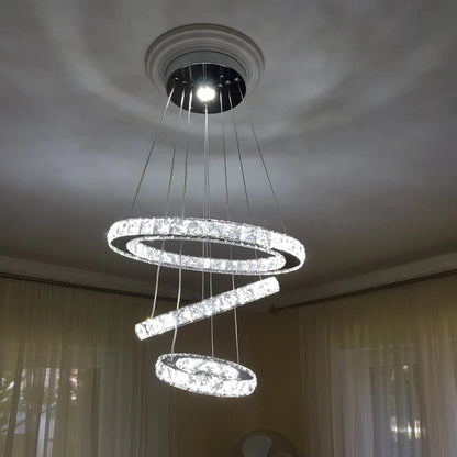 Kristallen Kroonluchter - Crystal Led Hanglamp - 3 Ring Hanglamp - Woonkamerlamp - Met Afstandsbediening - Moderne lamp - Hanglamp