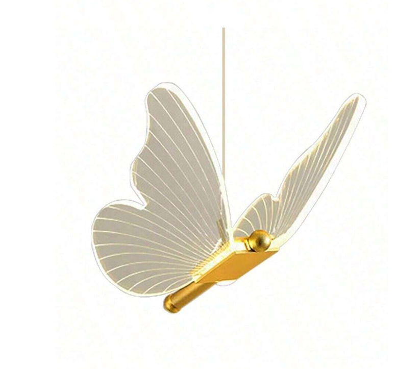 Vlinder Hanglamp- Goud - Butterfly Led - Warm Wit 3000K - Woonkamerlamp - Moderne Lamp - Plafonnière