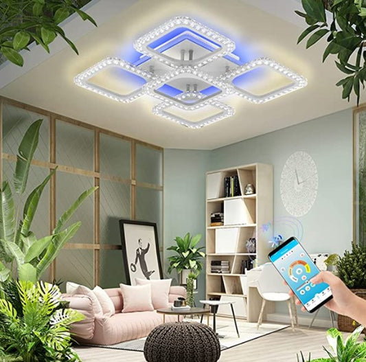 LuxiLamps - 4x1 Head Ceiling Lamp - Smart Lamp - White - 50 cm - Remote Control and APP - Living Room Lamp - Ceiling Lamp