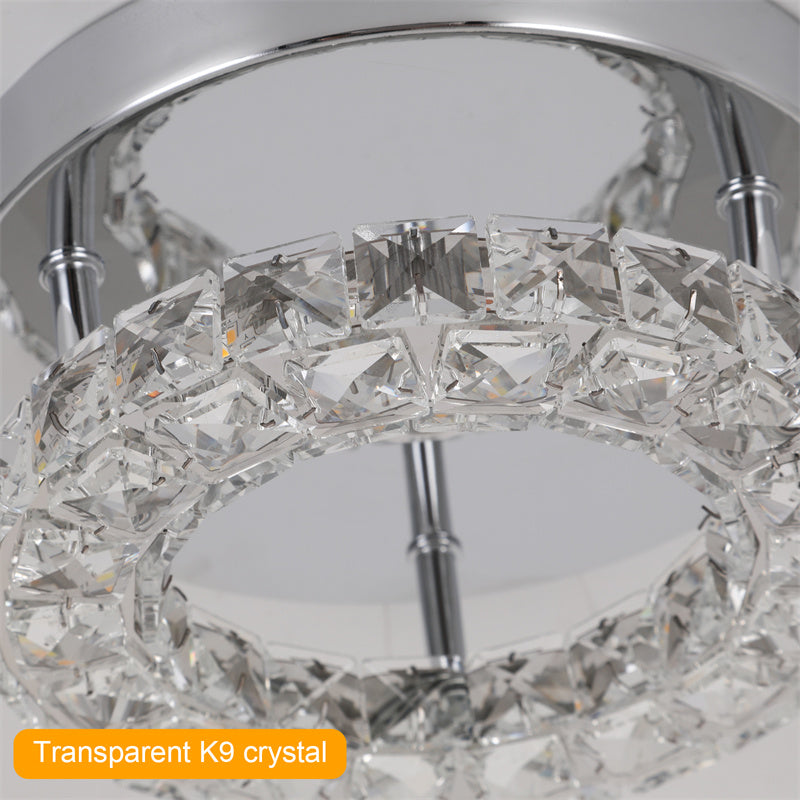Plafondlamp van kristal, dimbaar, 16 W, led-plafondlamp, rond, voor slaapkamer, woonkamer, hal, keuken, 3000-6500 K [Energieklasse A+]