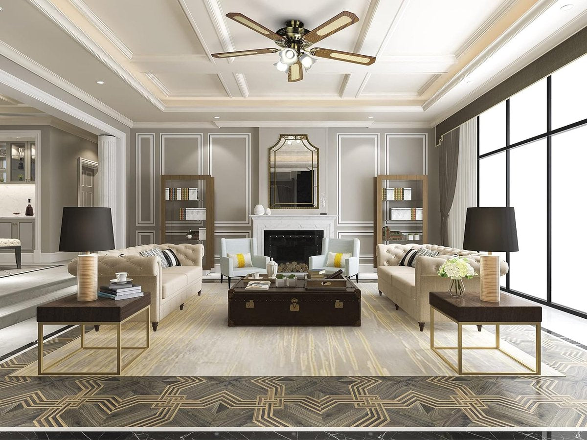 LuxiLamps - 5 Head Flower Ceiling Fan - Dimmable With Remote Control - E27 - 3 Speeds - 132 cm - Smart Fan