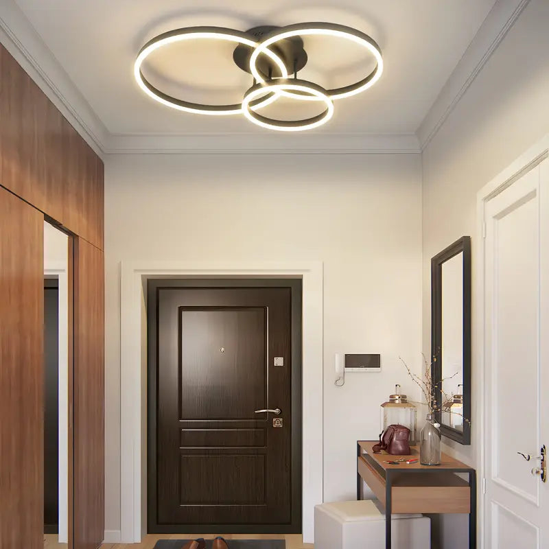 Led Plafondlamp - 3 Ringen - Dimbaar met Afstandsbediening - 76 Watt - Modern Design - Zwart - Plafonniere - Modern - Woonkamer - Eettafel - Keuken - Slaapkamer