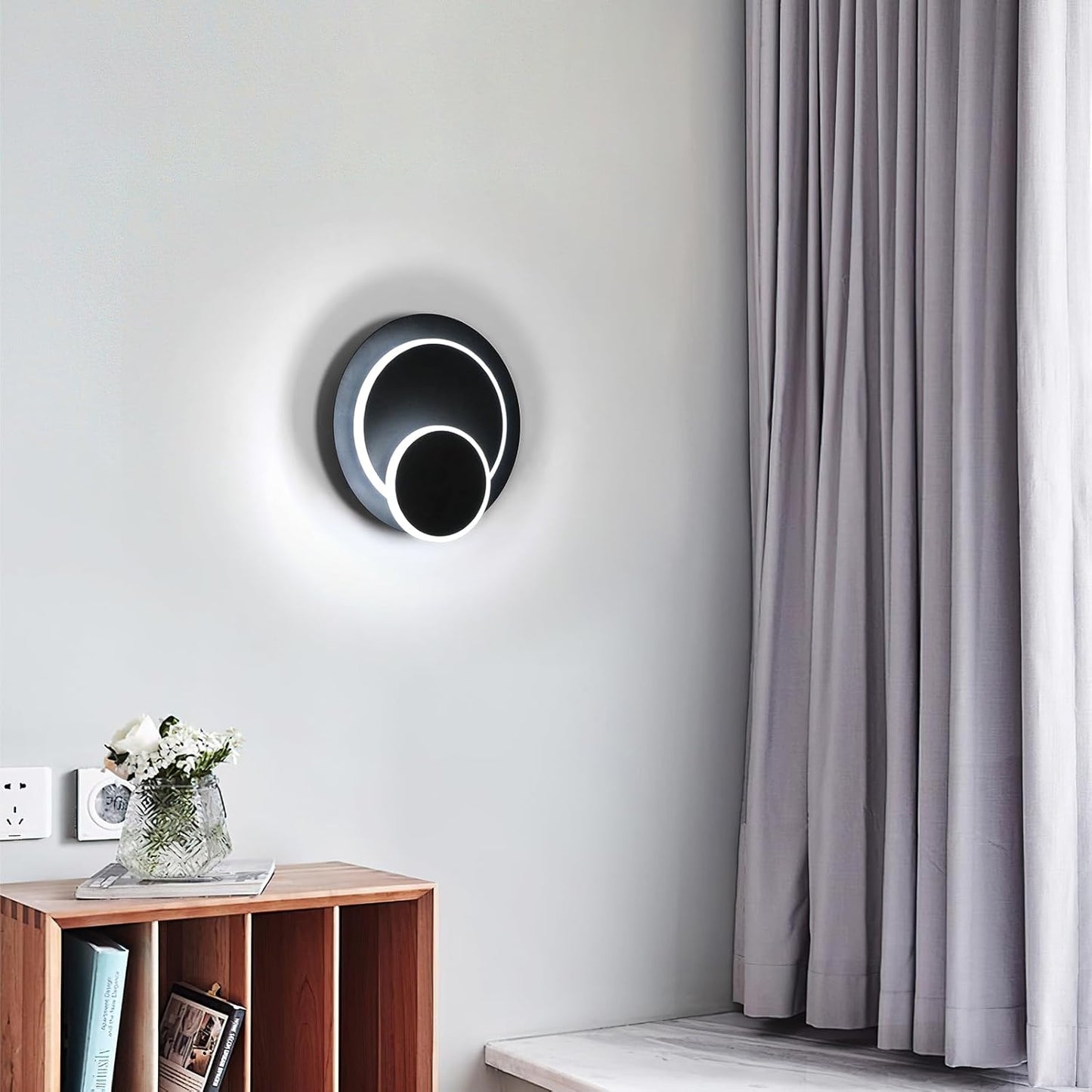 LuxiLamps - Led Wandlamp - 350 ° Draaibaar - Moderne Wandlamp - Zwart - Wall Lamp - LED Muurverlichting