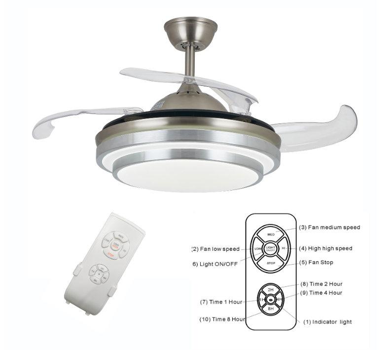 Ventilator Lamp - Plafondventilator - Hanglamp Ventilator - 97 cm - Chroom - Dimbaar - 3 Standen - Afstandsbediening - Woonkamerlamp - Moderne lamp