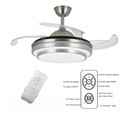 Ventilator Lamp - Plafondventilator - Hanglamp Ventilator - 97 cm - Chroom - Dimbaar - 3 Standen - Afstandsbediening - Woonkamerlamp - Moderne lamp
