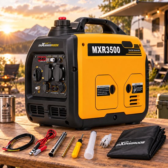 Superstille Inverter Generator Benzine - 3000W Continu - 3300W - Aggregaat - 4-Takt - USB en 220–240 V Stopcontacten - Eco-Modus - Noodstroomaggregaat voor Camping, Reizen en Evenementen - Noodpakket