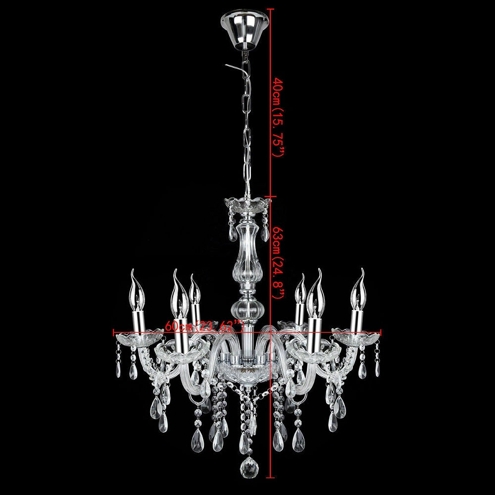 Crystal Chandelier - 6 Arm Kristallen Kroonluchter - Hanglamp - Woonkamer Lamp - Moderne Lamp - Plafonniere