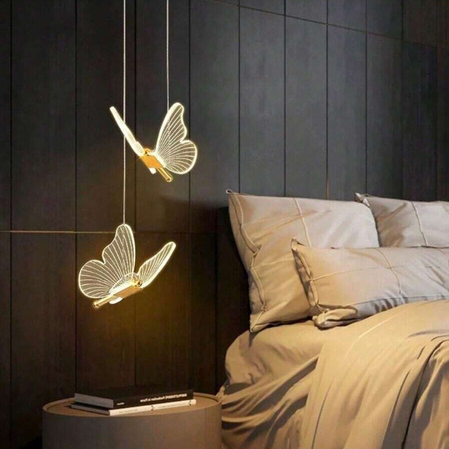 Vlinder Hanglamp- Goud - Butterfly Led - Warm Wit 3000K - Woonkamerlamp - Moderne Lamp - Plafonnière
