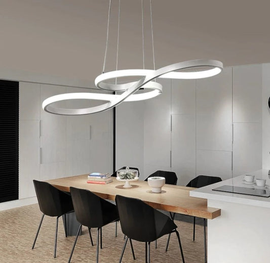 LuxiLamps - Pendant Lamp - Chandelier - White - Living Room Lamp Dimmable With Remote Control - Modern Lamp - Dining Room Lamp - LED Ceiling Lamp - Ceiling Light
