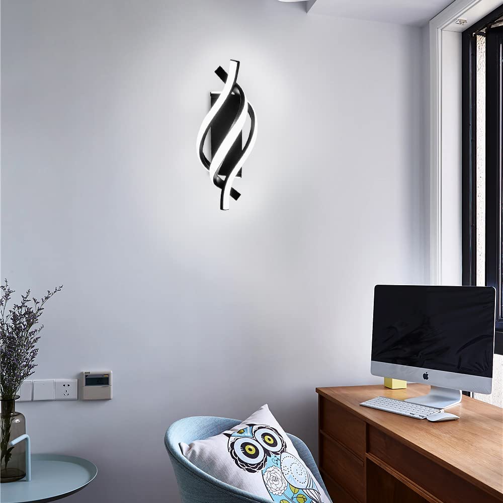 Flightmode - Indoor Wall Lamp, LED Wall Lamp, Modern Design, 22 W, Curved Design, 3000 K, Warm White Light, 2500 Lumens, Black, IP20, for Bedroom, Living Room [Energy Class E]