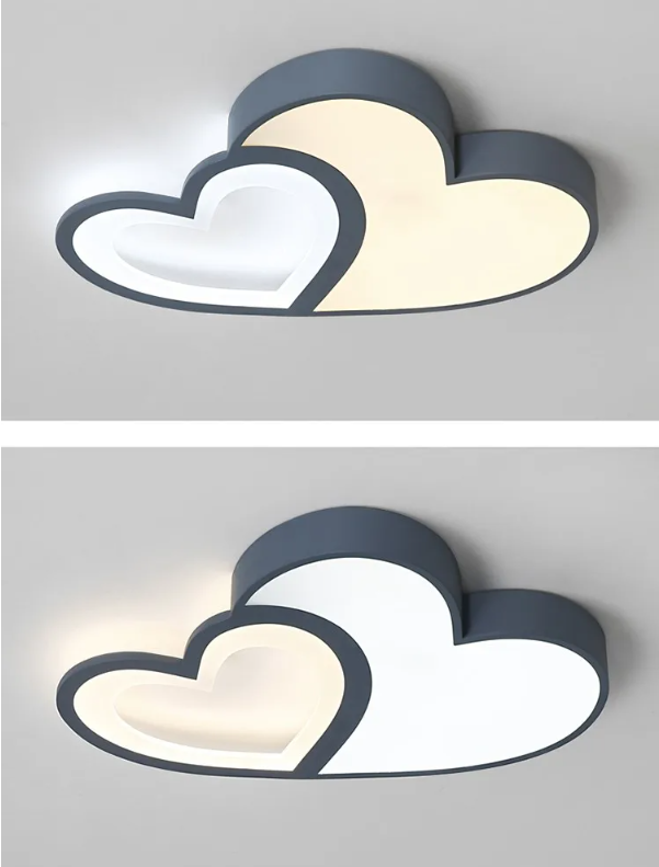 LuxiLamps - Hartvormige Plafondlamp - Blauw - Dimbaar Met Afstandsbediening - Kinderkamer - 55 cm - Moderne Lamp - Slaapkamer Lamp - Plafonniere