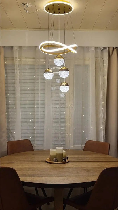 LuxiLamps - 4 Balls Hanging Lamp - Chandelier Living Room - Gold - Modern Lamp - 40 cm - Hanging Lamp