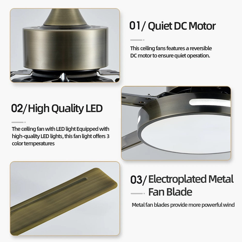 5 Blad Plafondventilator - Moderne LED Ventilator - 6 Snelheden - Bedienbaar Met Afstandsbediening - 132 cm - Grijs