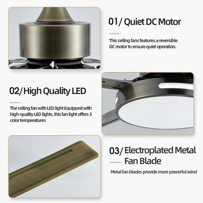 5 Blad Plafondventilator - Moderne LED Ventilator - 6 Snelheden - Bedienbaar Met Afstandsbediening - 132 cm - Grijs