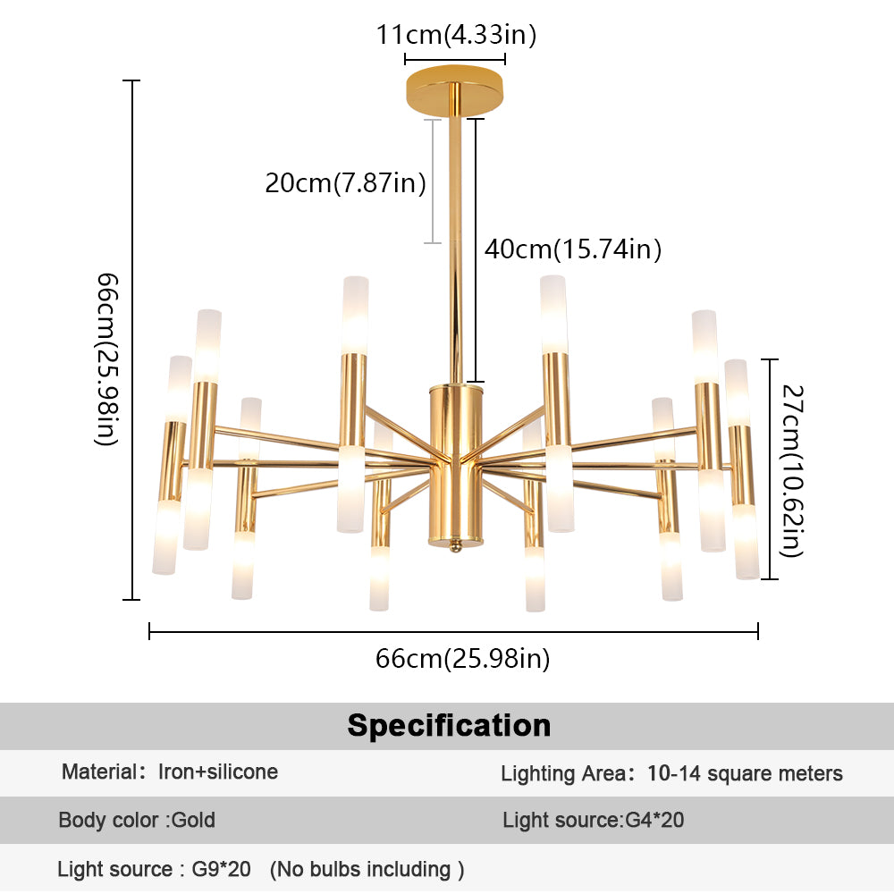 LuxiLamps - 20 Head Chandelier - Modern Gold LED Chandelier - 66 cm - Modern Lamp - Pendant Chandelier - Ceiling Lamp