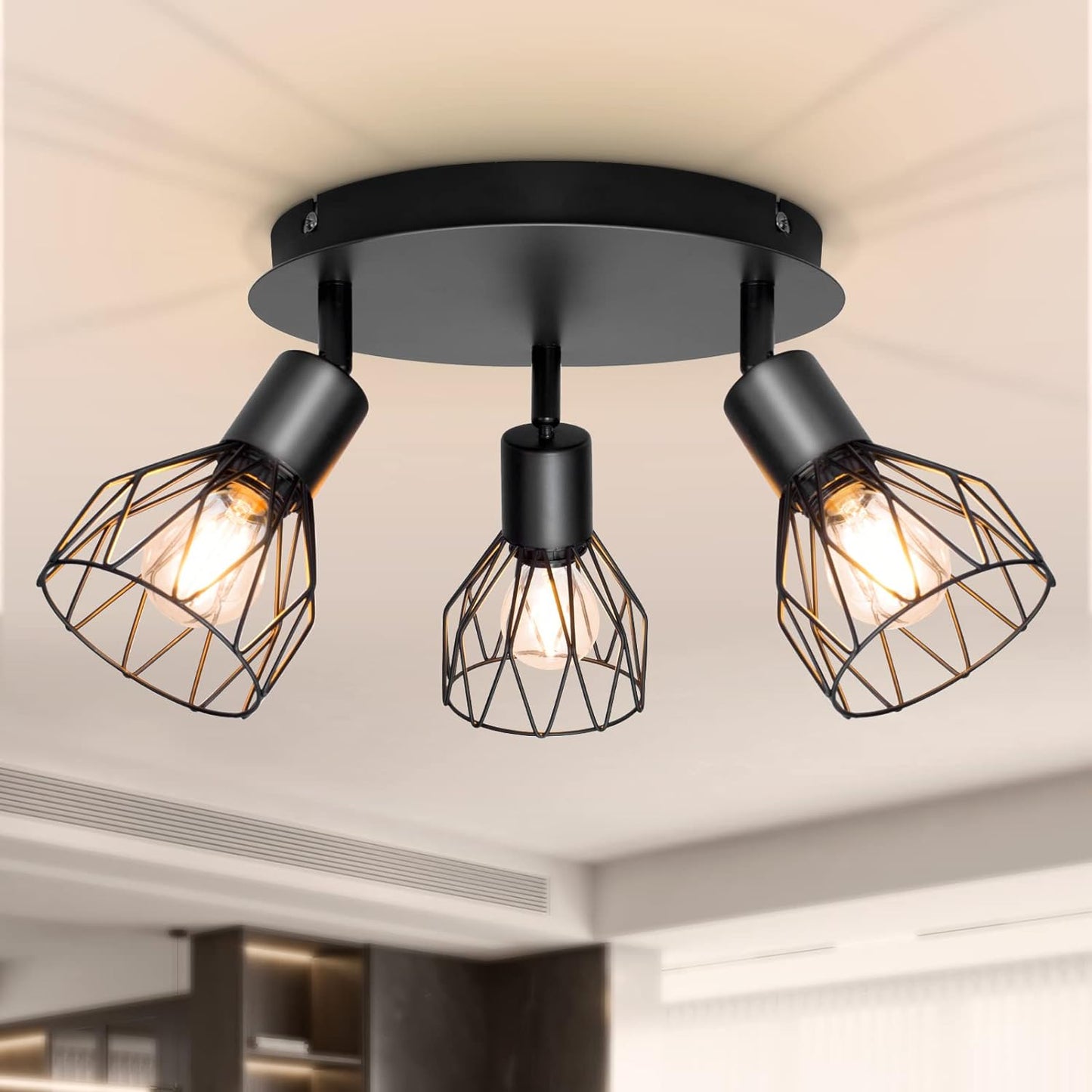 3 Kop Vintage Plafondlamp -Draaibaar 360 Graden - E14 - 3 Lichtpunten - Woonkamerlamp -  Keukenlamp