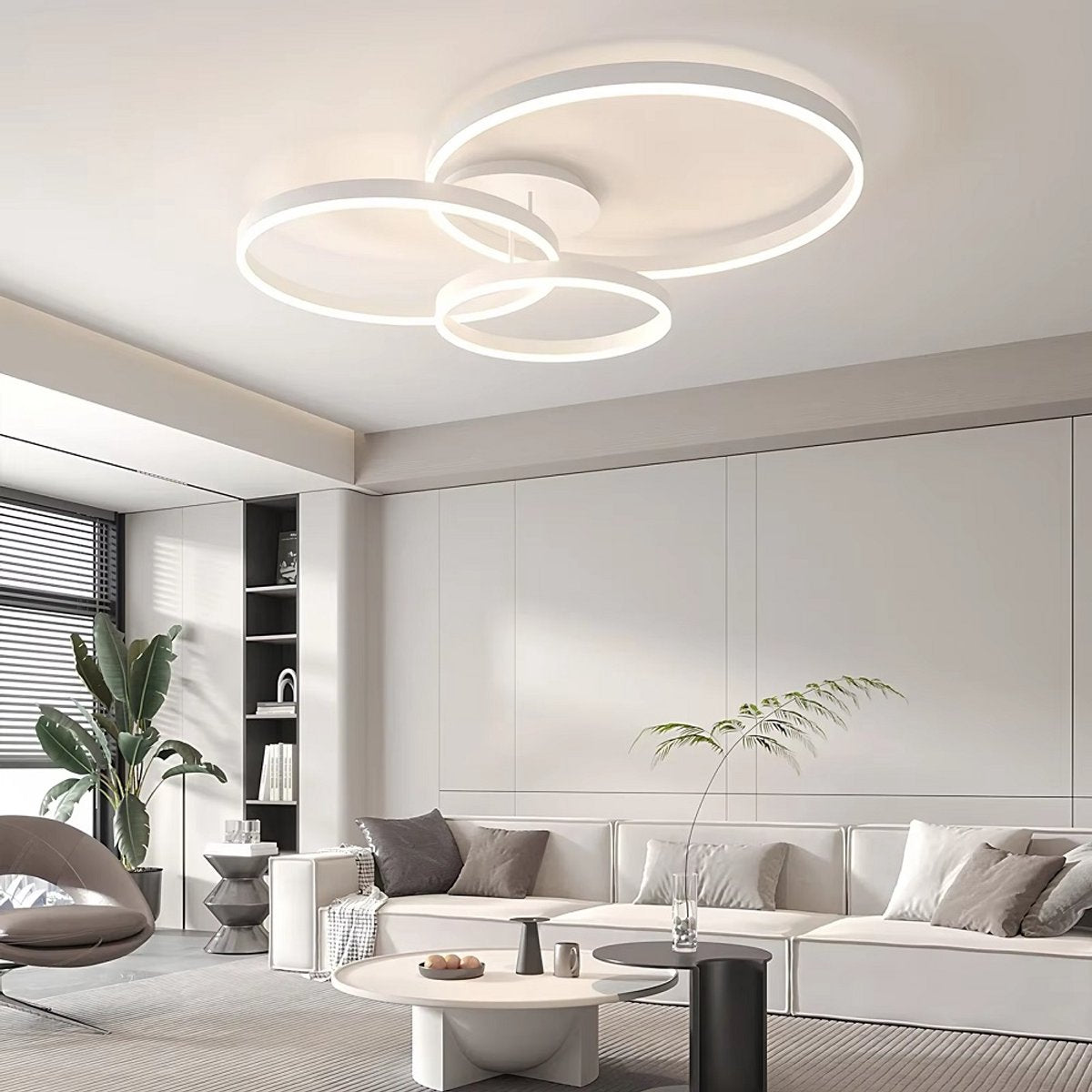 Led Plafondlamp - 3 Ringen - Dimbaar met Afstandsbediening - 76 Watt - Modern Design - Wit - Plafonniere - Modern - Woonkamer - Eettafel - Keuken - Slaapkamer