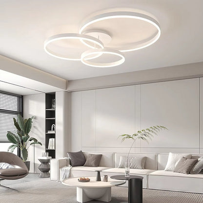 Led Plafondlamp - 3 Ringen - Dimbaar met Afstandsbediening - 76 Watt - Modern Design - Wit - Plafonniere - Modern - Woonkamer - Eettafel - Keuken - Slaapkamer