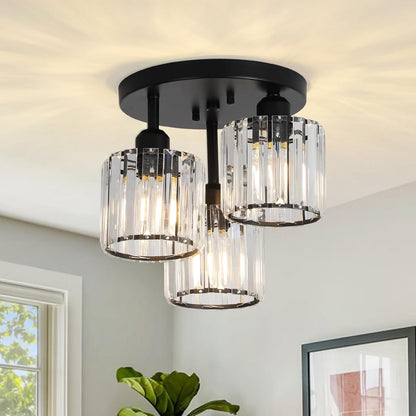 Moderne Kristallen Kroonluchter - 3 Kop Crystal Plafondlamp - K9-Kristal - E27 - Goud - Verlichting - Plafonnière