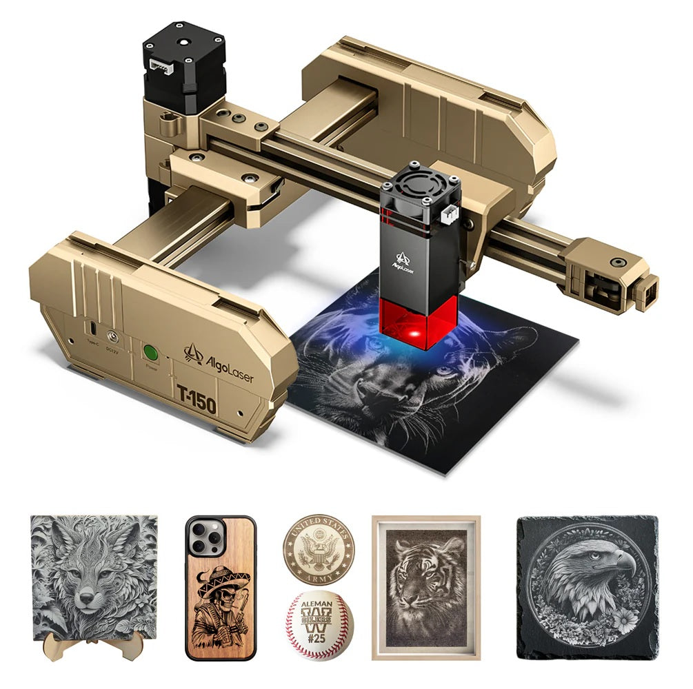 Laser Graveermachine T150 Pro 6W - Laser Cutter - Laserprinter All In One - Graveren - Display - Geel - Laser Snijmachine - Bedienbaar Met APP