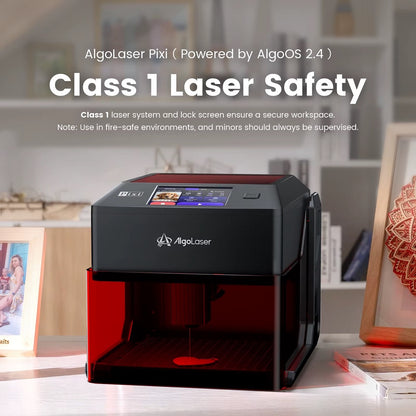 Laser Graveermachine Pixi 3W - 3.5 Inch Touchscreen - Laser Cutter - Laserprinter All In One - Graveren - Display - Zwart/Rood - Laser Snijmachine - Bedienbaar Met APP