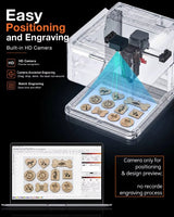 
A1PRO Laser Engraving Machine - Laser Cutter - 5W - Class 1 Laser Engraver - With HD Camera - Engraving - Display - WiFi App - 100 x 100 mm - Laser Cutting Machine - APP Controllable