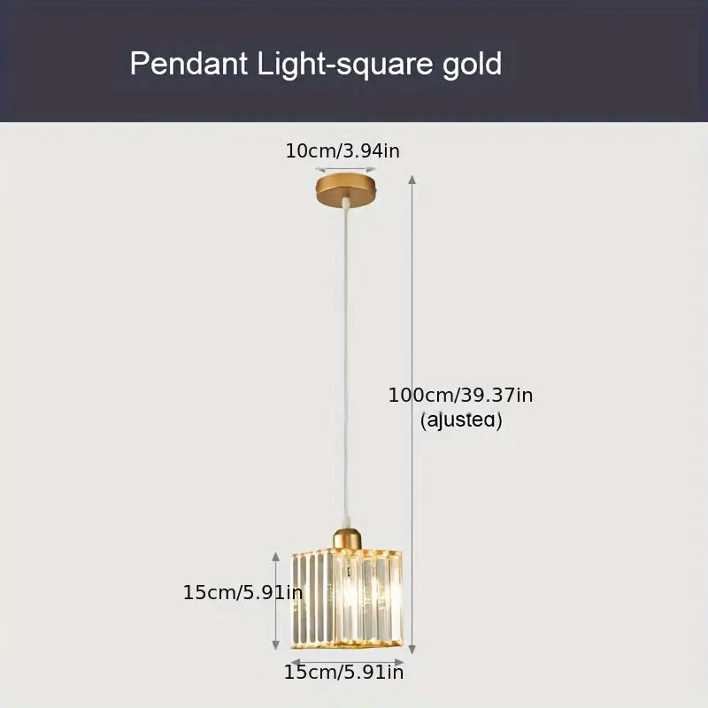 Moderne Kristallen Hanglamp - Goud - LED Vierkant Kristallen Kroonluchter - Gangpad Lamp